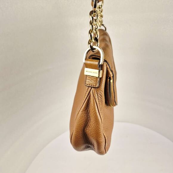 Michael Kors Bedford Handbag Purse Tassel Crossbody Tan Pebble Leather Gold - Picture 15 of 16